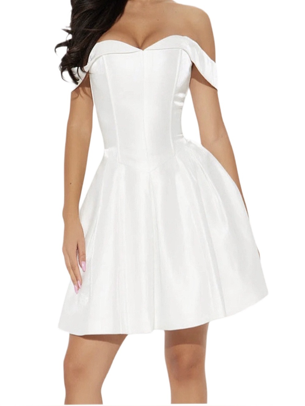 FASHION NOVA Women's White Royal Roulette Satin Mini Dress Size X-Small New